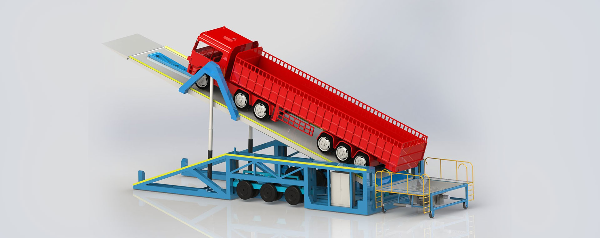 Mobile hydraulic unloading machine